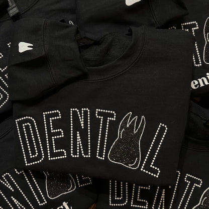 White DENTAL/ Black Molar Crewneck