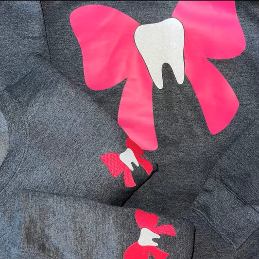 Hot Pink tooth bow sweater