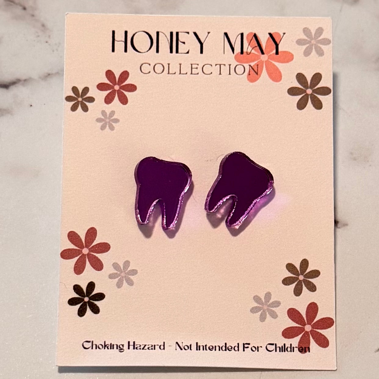 Lavender Mirror Tooth Earrings - 1 Pair