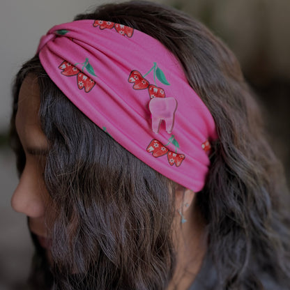 Sweet Tooth Cherry Knotted Headband Buttons NOT Included***