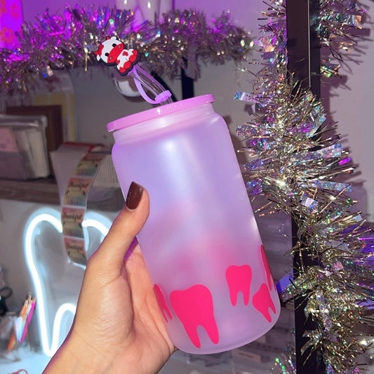 Pink Teeth Vinyl Glass Tumbler