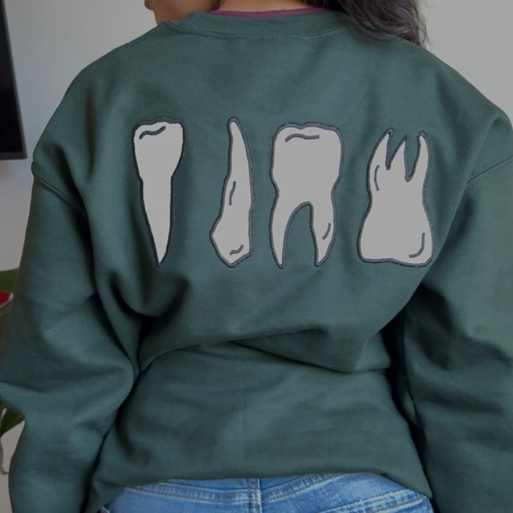 X-ray Glitter Teeth Embroidery Crewneck