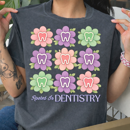 Rooted In Dentistry Garden Flower Shirt