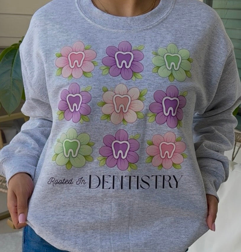 Rooted In Dentistry Garden Flowers Crewneck