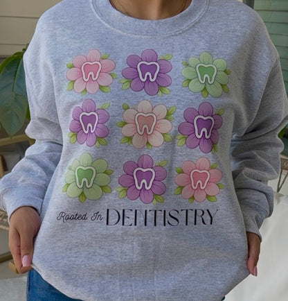 Rooted In Dentistry Garden Flowers Crewneck